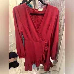 Altar’d State M red ruffle wrap dress